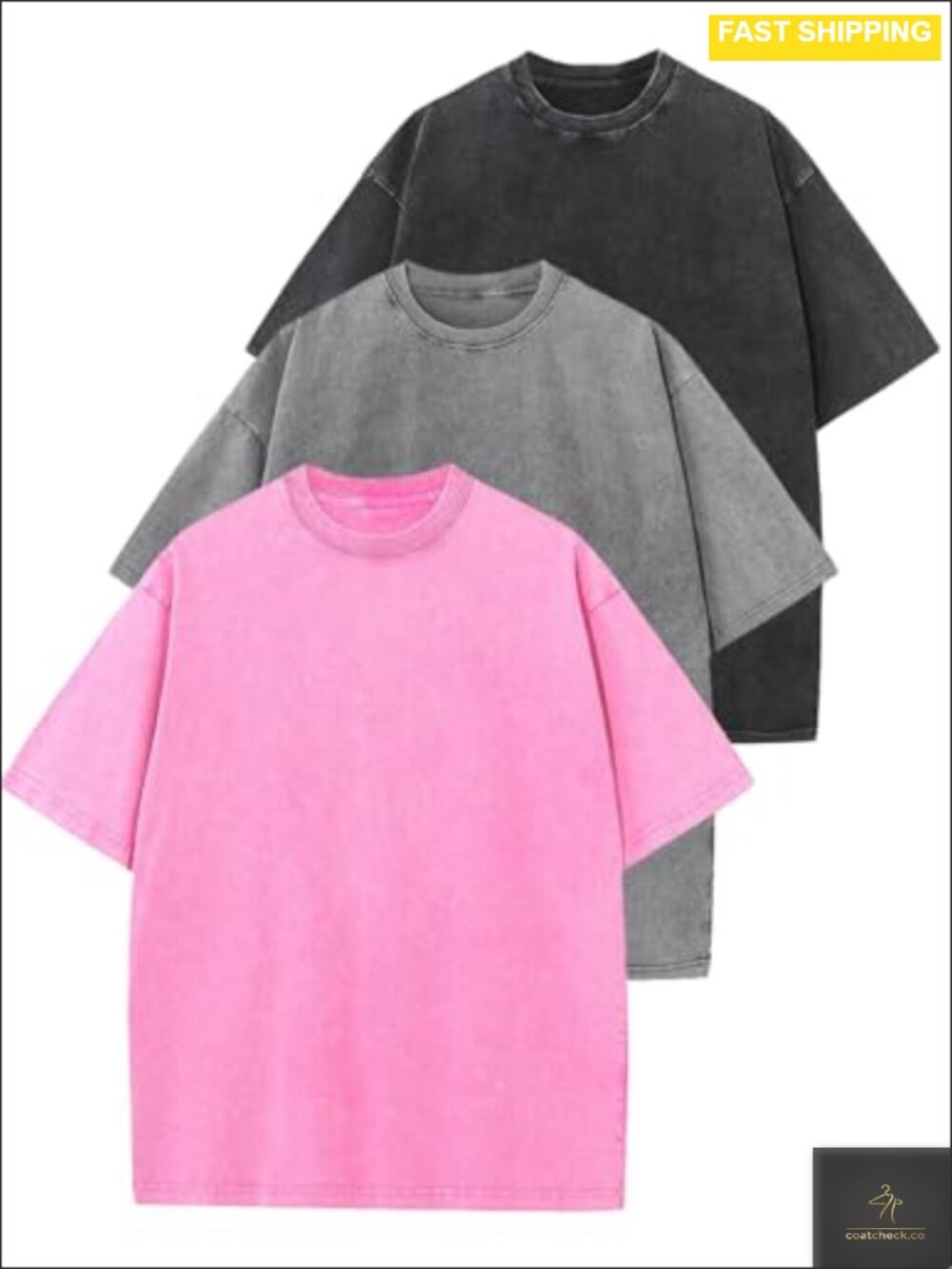 Oversized Vintage Washed Cotton Blend Baggy Tee Short Sleeve Acid Wash Top